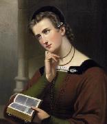 unknow artist Portrait of a young woman with Bible painting